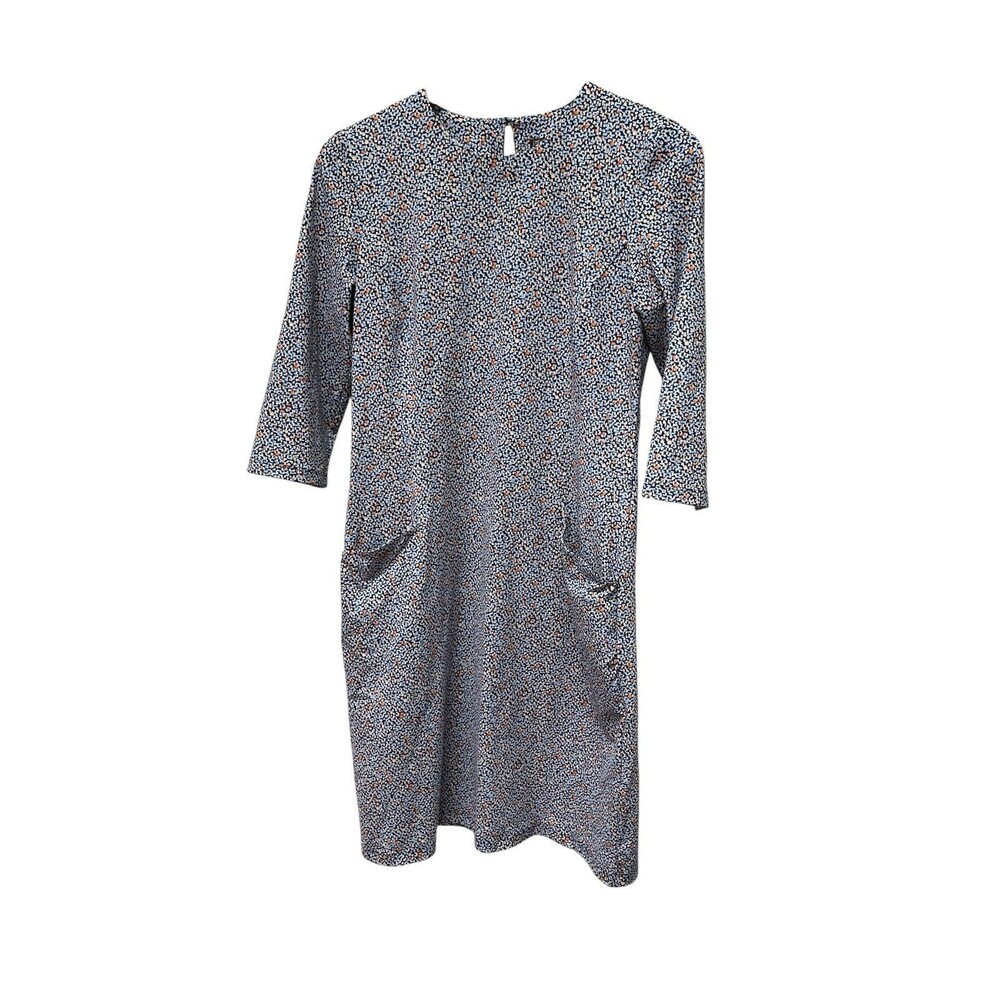 J McLaughlin Dress Womens Med Catalina Cloth Pencil 3/4 Sleeve Blue Orange